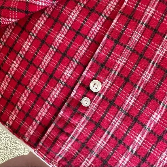 Disney 101 Dalmatians 100% Cotton Adorable Embroidered Red Flannel, Size M - Picture 7 of 9